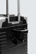 Leather Trim Carry On Luggage, Hard Shell Cabin Trolley Suitcase with Built-in Cup Holder & TSA Security Lock