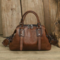 Brown & Black Birkin Style Dumpling Crossbody Bag, Detachable Leather Single Strap Waterproof Daily Shoulder Purse