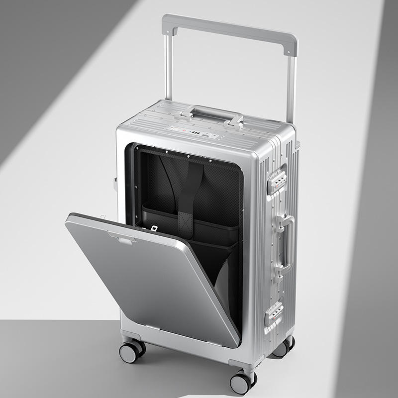 Custom Color Carry On Luggage,Front Open Cabin Trolley Case with External USB Charging Slot
