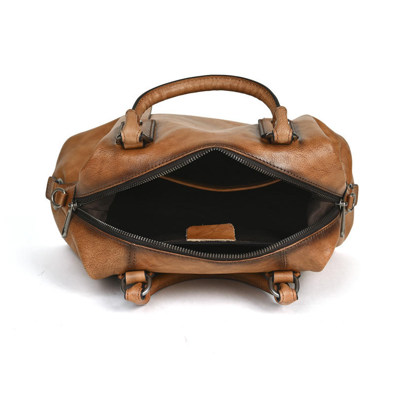 Brown & Black Birkin Style Dumpling Crossbody Bag, Detachable Leather Single Strap Waterproof Daily Shoulder Purse