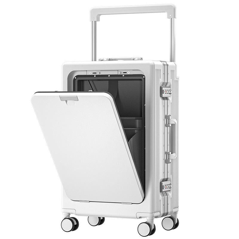 Custom Color Carry On Luggage,Front Open Cabin Trolley Case with External USB Charging Slot