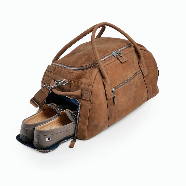 Vintage Brown Full Leather Carry On Luggage Duffle Bag